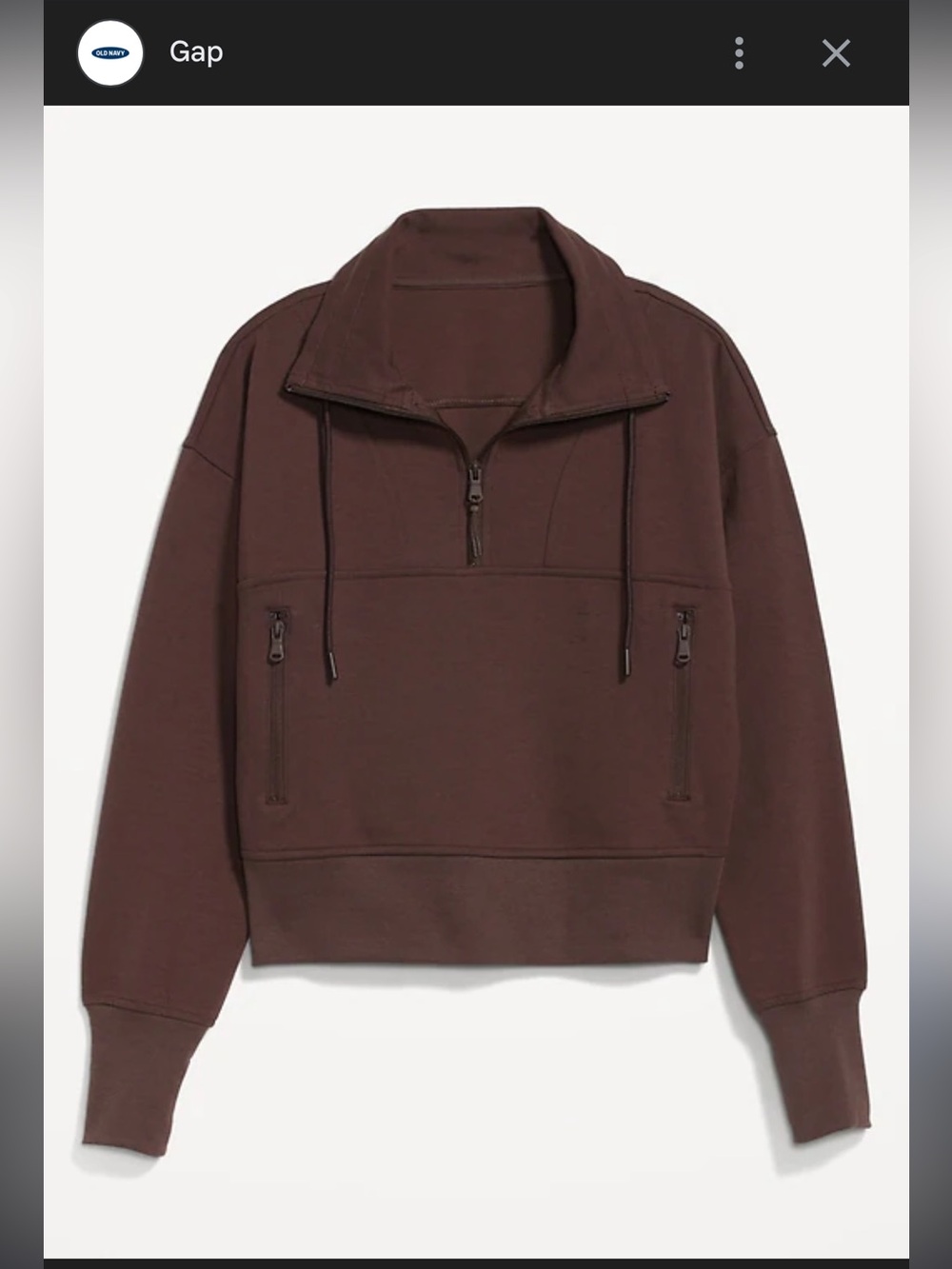 Old Navy Chocolate Brown Dynamic Fleece Half-Zip Pullover